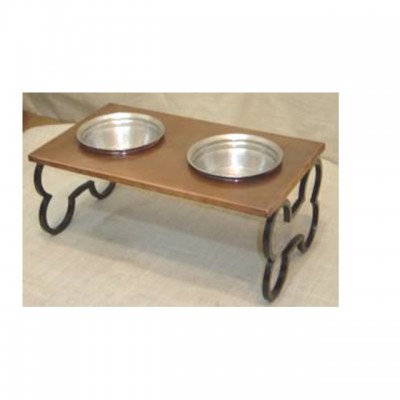 Dog Feeder With W.iron Bone Design